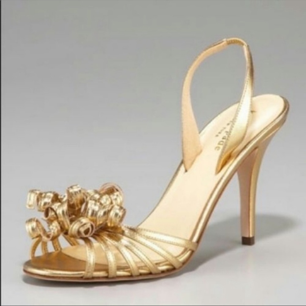 Kate Spade Colby Evening Sling Back Gold Heel